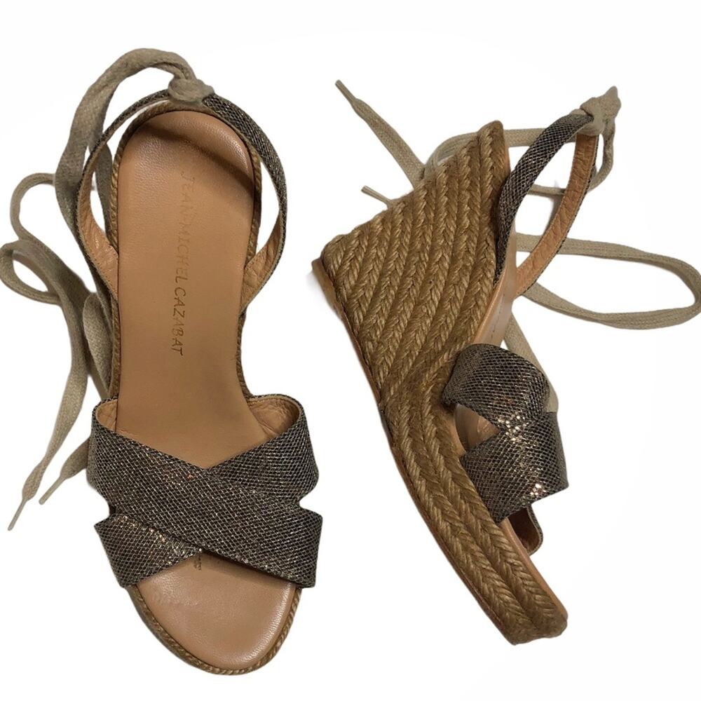 Jean-Michel Cazabat metallic espadrille wedge